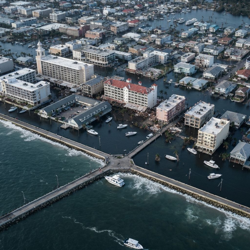 Aerial view of hurricane damage