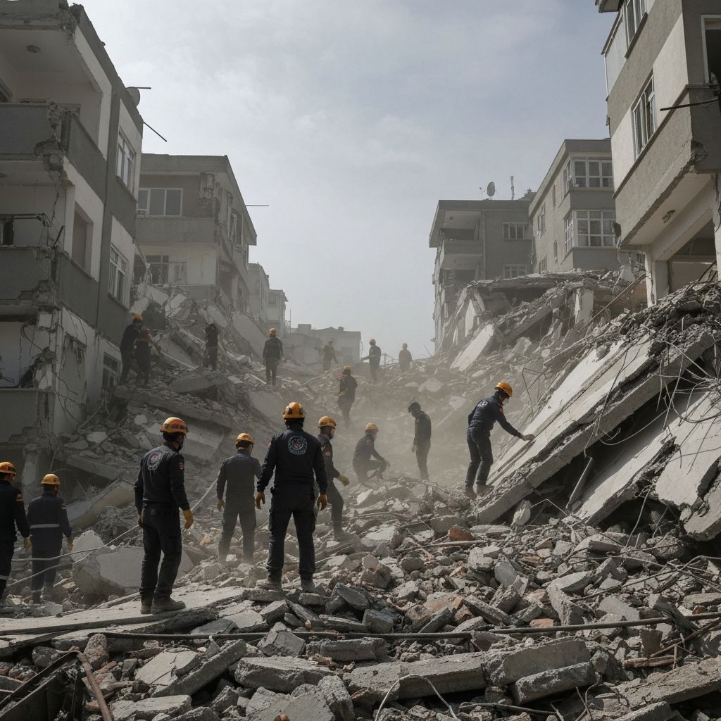 Earthquake damage with search and rescue