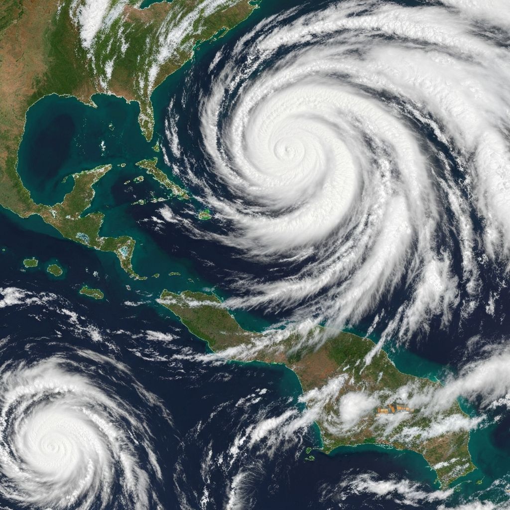 Satellite view of tropical cyclone
